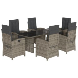 vidaXL Set comedor jardín 7 pzas y cojines ratán sintético gris