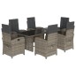 vidaXL Set comedor jardín 7 pzas y cojines ratán sintético gris vidaXL Set comedor jardín 7 pzas y cojines ratán sintético gris