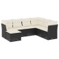 vidaXL Set de comedor de jardín 7 pzas y cojines ratán sintético negro