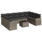 vidaXL Set de sofás de jardín 10 pzas con cojines ratán sintético gris vidaXL Set de sofás de jardín 10 pzas con cojines ratán sintético gris