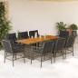 vidaXL Set comedor jardín 9 pzas y cojines ratán sintético gris vidaXL Set comedor jardín 9 pzas y cojines ratán sintético gris
