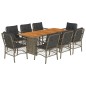 vidaXL Set comedor jardín 9 pzas y cojines ratán sintético gris vidaXL Set comedor jardín 9 pzas y cojines ratán sintético gris
