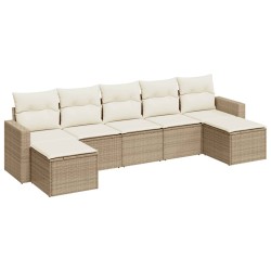 vidaXL Set sofás de jardín 7 piezas y cojines ratán sintético beige