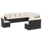 vidaXL Set de sofás de jardín 10 pzas cojines ratán sintético negro vidaXL Set de sofás de jardín 10 pzas cojines ratán sintético negro