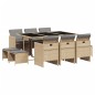 vidaXL Set comedor de jardín 11 pzas con cojines ratán sintético beige vidaXL Set comedor de jardín 11 pzas con cojines ratán sintético beige