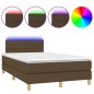 vidaXL Cama box spring con colchón y LED tela marrón oscuro 120x190 cm