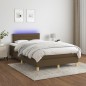 vidaXL Cama box spring con colchón y LED tela marrón oscuro 120x190 cm