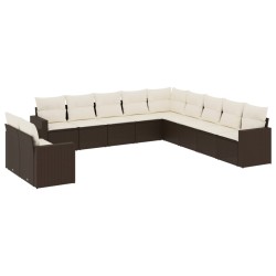 vidaXL Set de sofás de jardín 11 pzas cojines ratán sintético marrón