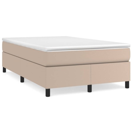 vidaXL Cama box spring con colchón cuero sintético capuchino 120x190cm