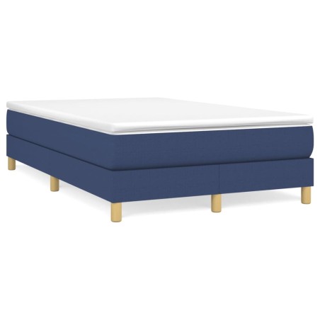 vidaXL Cama box spring con colchón tela azul 120x190 cm