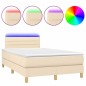vidaXL Cama box spring con colchón y luces LED tela crema 120x190 cm vidaXL Cama box spring con colchón y luces LED tela crema 120x190 cm