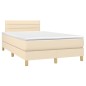 vidaXL Cama box spring con colchón y luces LED tela crema 120x190 cm vidaXL Cama box spring con colchón y luces LED tela crema 120x190 cm