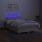 vidaXL Cama box spring con colchón y luces LED tela crema 120x190 cm vidaXL Cama box spring con colchón y luces LED tela crema 120x190 cm