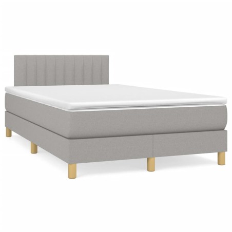 vidaXL Cama box spring con colchón y LED tela gris claro 120x190 cm