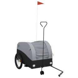 vidaXL Remolque para bicicleta hierro negro y gris 45 kg
