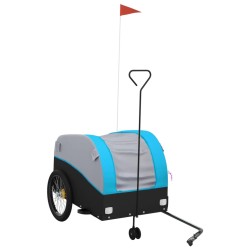 vidaXL Remolque para bicicleta hierro negro y azul 45 kg