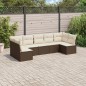 vidaXL Juego de sofás de jardín 7 piezas con cojines ratán PE marrón vidaXL Juego de sofás de jardín 7 piezas con cojines ratán PE marrón