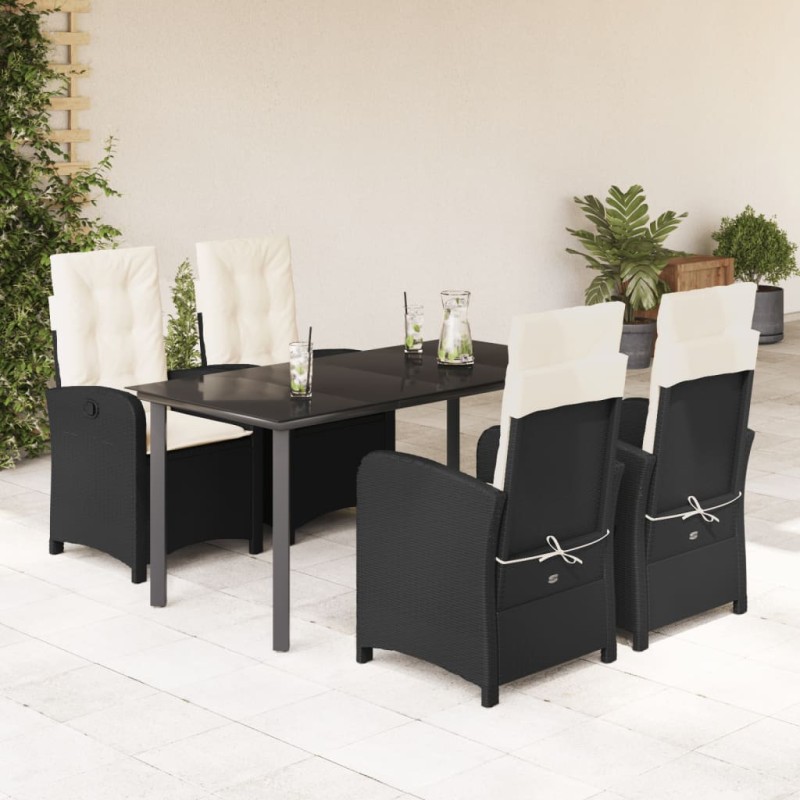 vidaXL Set de muebles jardín 5 pzas con cojines ratán sintético negro vidaXL Set de muebles jardín 5 pzas con cojines ratán sintético negro