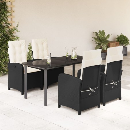 vidaXL Set de muebles jardín 5 pzas con cojines ratán sintético negro