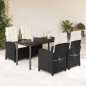 vidaXL Set de muebles jardín 5 pzas con cojines ratán sintético negro vidaXL Set de muebles jardín 5 pzas con cojines ratán sintético negro