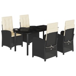 vidaXL Set de muebles jardín 5 pzas con cojines ratán sintético negro