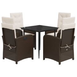 vidaXL Set comedor de jardín 5 piezas y cojines ratán sintético marrón