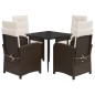 vidaXL Set comedor de jardín 5 piezas y cojines ratán sintético marrón vidaXL Set comedor de jardín 5 piezas y cojines ratán sintético marrón