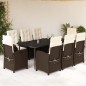 vidaXL Set comedor para jardín 9 pzas y cojines ratán sintético marrón vidaXL Set comedor para jardín 9 pzas y cojines ratán sintético marrón