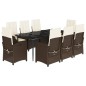 vidaXL Set comedor para jardín 9 pzas y cojines ratán sintético marrón vidaXL Set comedor para jardín 9 pzas y cojines ratán sintético marrón