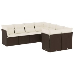 vidaXL Set sofás de jardín 8 piezas y cojines ratán sintético marrón