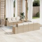 vidaXL Juego de sofás de jardín con cojines beige 8 pzas ratán PE vidaXL Juego de sofás de jardín con cojines beige 8 pzas ratán PE