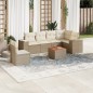 vidaXL Set sofás de jardín 7 piezas y cojines ratán sintético beige vidaXL Set sofás de jardín 7 piezas y cojines ratán sintético beige
