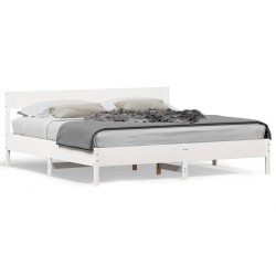 vidaXL Estructura cama cabecero madera maciza pino blanco 180x200 cm
