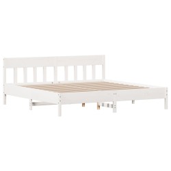 vidaXL Estructura cama cabecero madera maciza pino blanco 180x200 cm