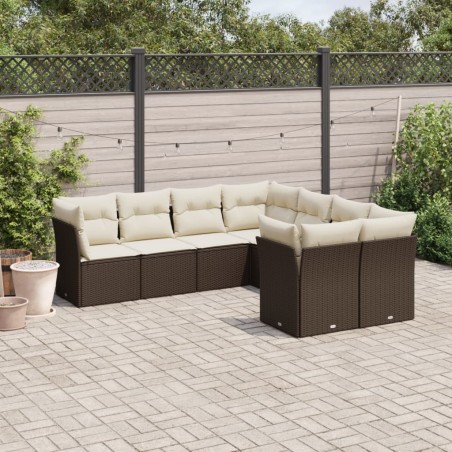 vidaXL Set sofás de jardín 8 piezas y cojines ratán sintético marrón