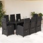 vidaXL Set de comedor de jardín 9 pzas y cojines ratán sintético negro