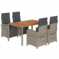 vidaXL Set comedor de jardín 5 piezas con cojines ratán sintético gris vidaXL Set comedor de jardín 5 piezas con cojines ratán sintético gris