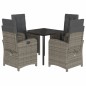 vidaXL Set comedor de jardín 5 piezas con cojines ratán sintético gris vidaXL Set comedor de jardín 5 piezas con cojines ratán sintético gris