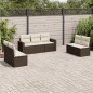 vidaXL Juego de sofás de jardín 7 piezas con cojines ratán PE marrón vidaXL Juego de sofás de jardín 7 piezas con cojines ratán PE marrón