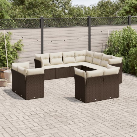vidaXL Set de sofás de jardín 11 pzas cojines ratán sintético marrón