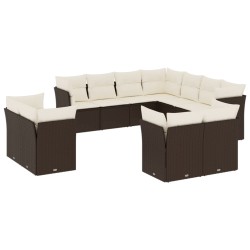 vidaXL Set de sofás de jardín 11 pzas cojines ratán sintético marrón