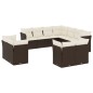 vidaXL Set de sofás de jardín 11 pzas cojines ratán sintético marrón vidaXL Set de sofás de jardín 11 pzas cojines ratán sintético marrón