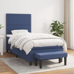 vidaXL Cama box spring con colchón tela azul 80x200 cm
