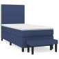 vidaXL Cama box spring con colchón tela azul 80x200 cm