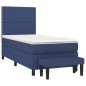 vidaXL Cama box spring con colchón tela azul 80x200 cm