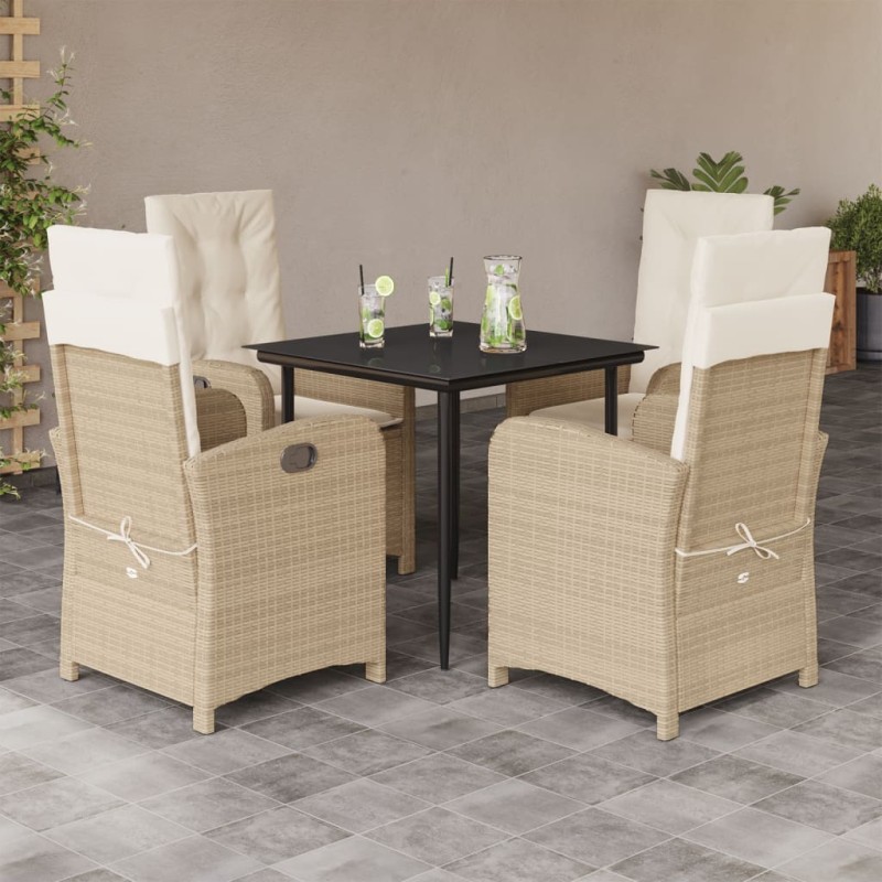 vidaXL Set comedor de jardín 5 pzas con cojines ratán sintético beige