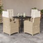 vidaXL Set comedor de jardín 5 pzas con cojines ratán sintético beige
