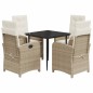 vidaXL Set comedor de jardín 5 pzas con cojines ratán sintético beige
