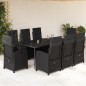 vidaXL Set de comedor de jardín 9 pzas y cojines ratán sintético negro vidaXL Set de comedor de jardín 9 pzas y cojines ratán sintético negro