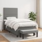 vidaXL Cama box spring con colchón tela gris oscuro 100x200 cm